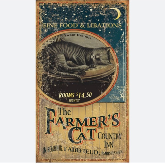 THE FARMER’S CAT Distressed Wooden Bed & Breakfast Sign - Picture 1 of 8